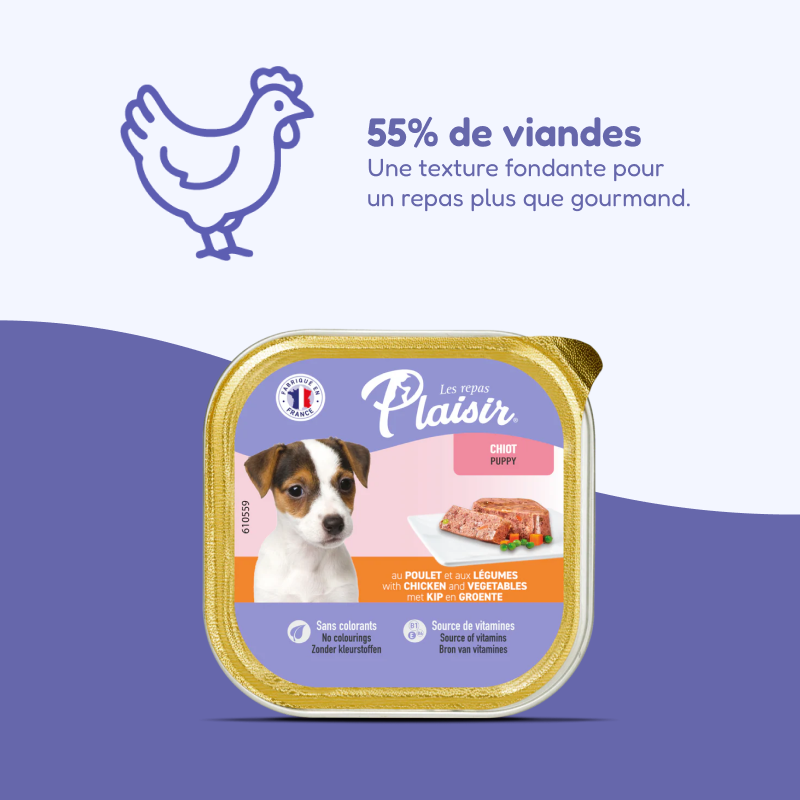 Pâtées au poulet et aux légumes (chiot)