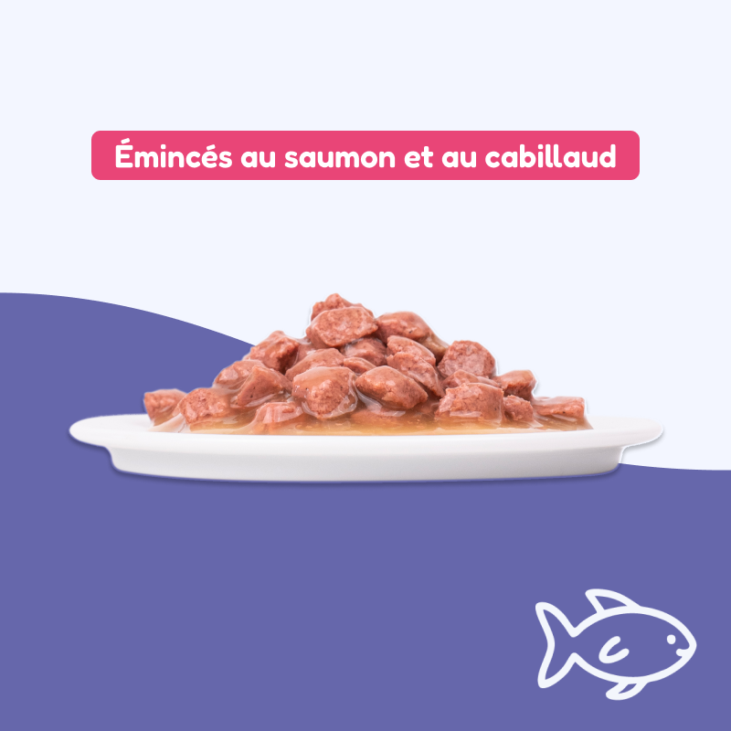 Émincés au saumon et au cabillaud (chat stérilisé)
