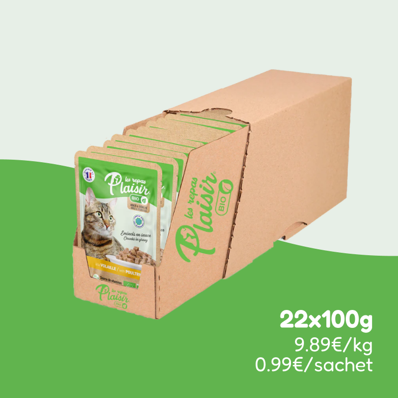 Émincés bio à la volaille (chat adulte et stérilisé)