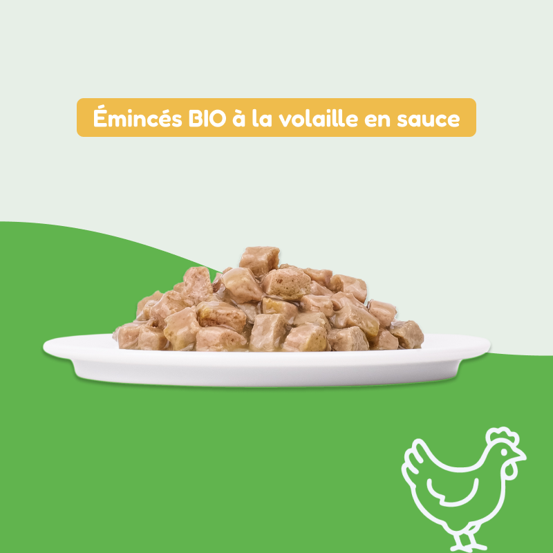 Émincés bio à la volaille (chat adulte et stérilisé)