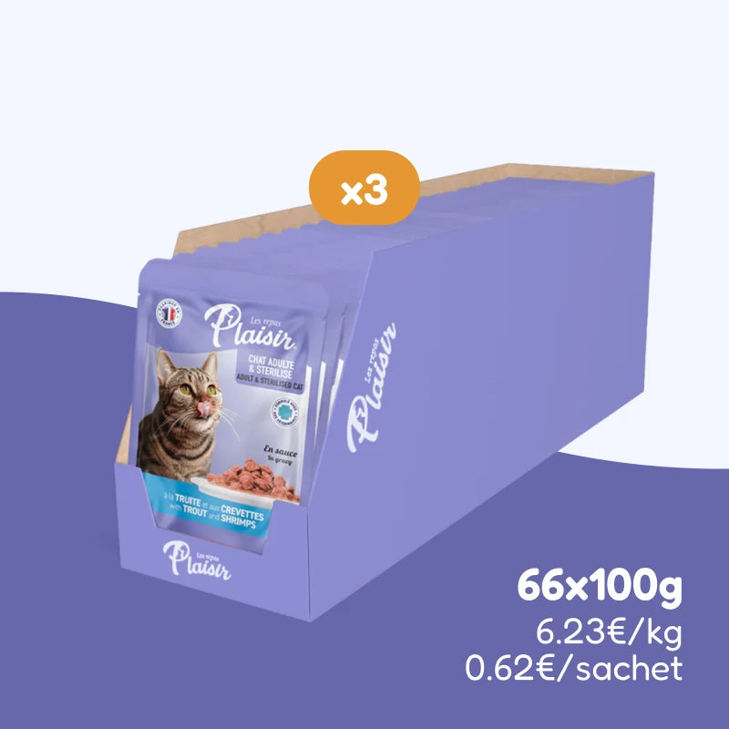 Émincés à la truite et aux crevettes (chat stérilisé)