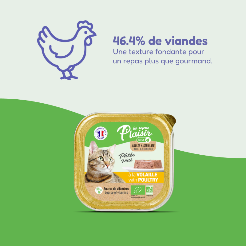 Pâtées bio à la volaille (chat adulte et stérilisé)