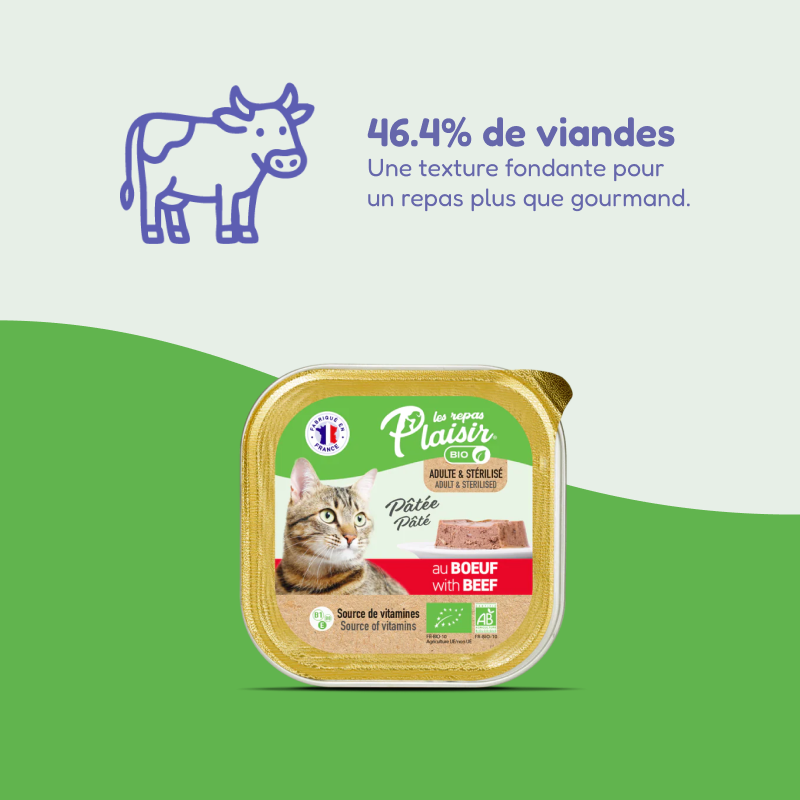 Pâtées bio au bœuf (chat adulte et stérilisé)