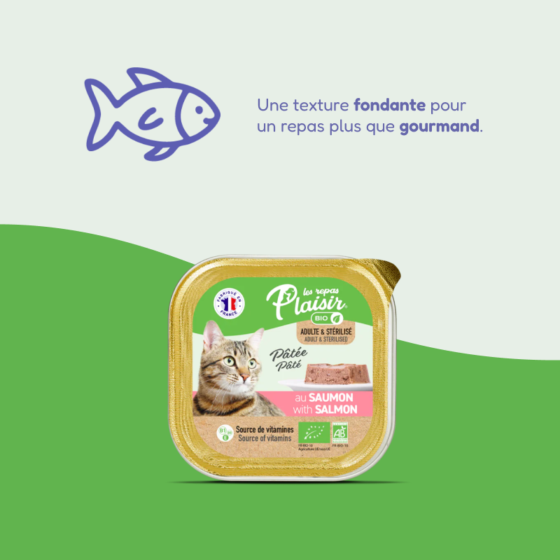 Pâtées bio au saumon (chat adulte et stérilisé)