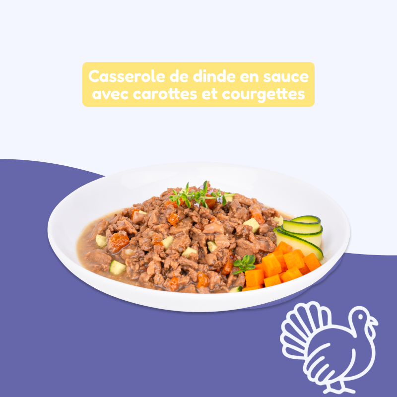 Casseroles de dinde, avec carottes et courgettes (chat stérilisé)