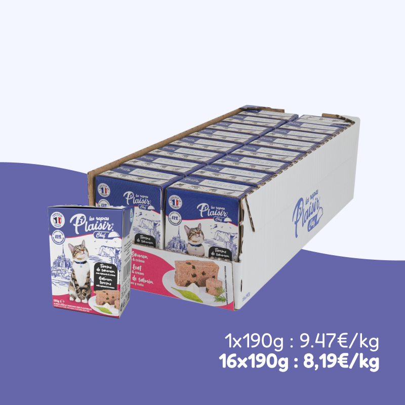 Terrines de saumon, avec épinards et crème (chat stérilisé)