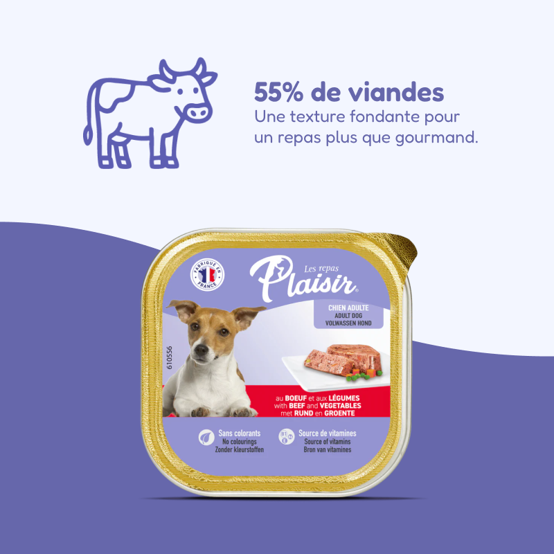 Pâtées au bœuf et aux légumes (chien adulte)