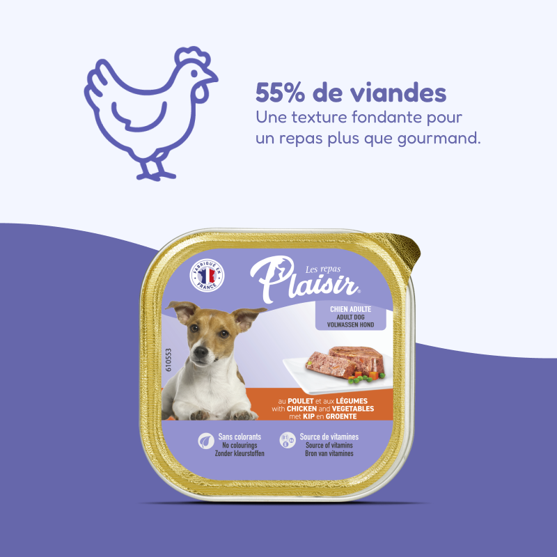 Pâtées au poulet et aux légumes (chien adulte)