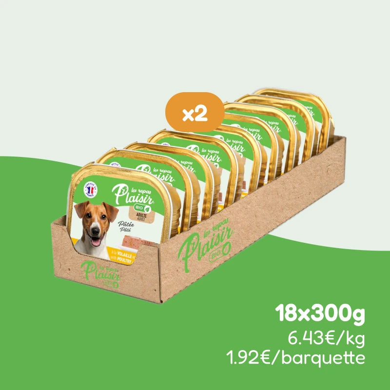 Pâtées bio à la volaille et légumes (chien adulte)