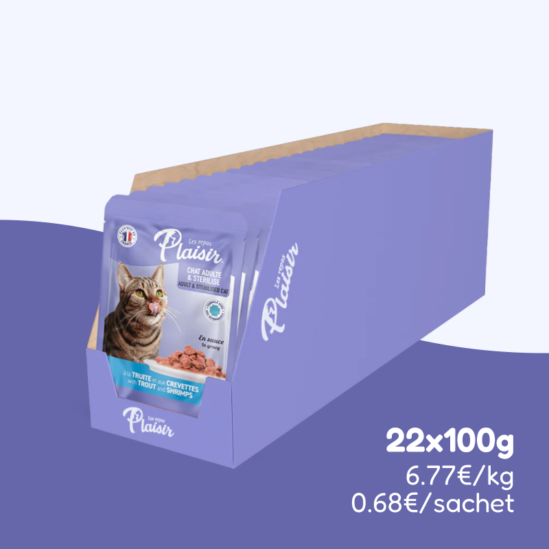 Émincés à la truite et aux crevettes (chat stérilisé)