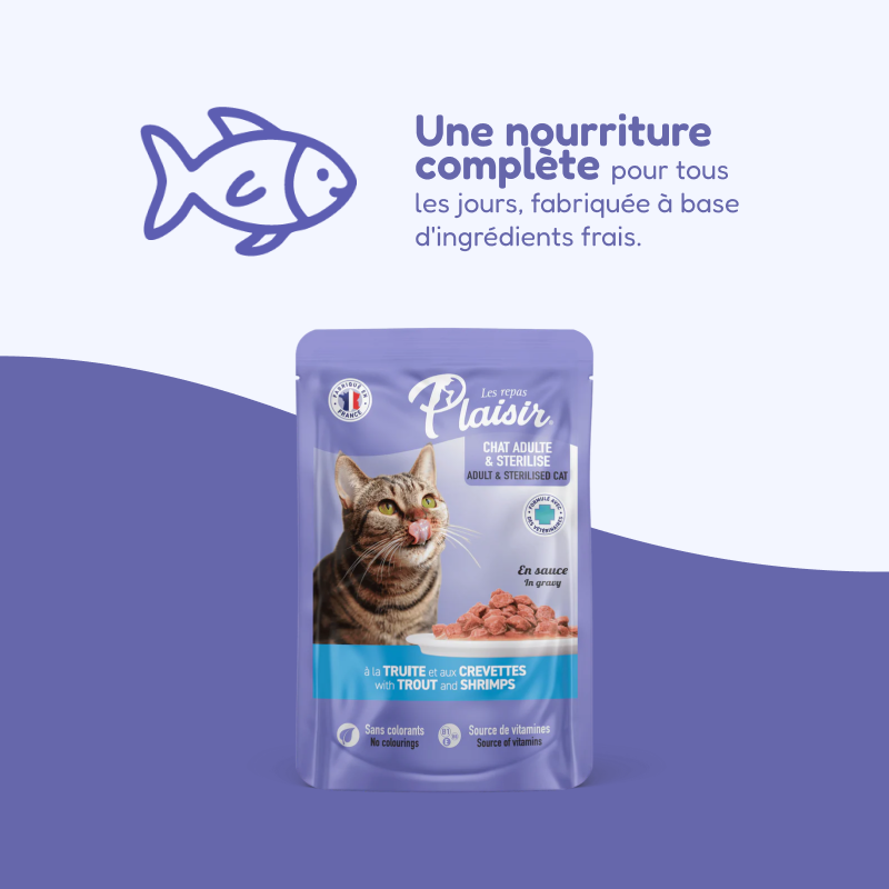 Émincés à la truite et aux crevettes (chat stérilisé)
