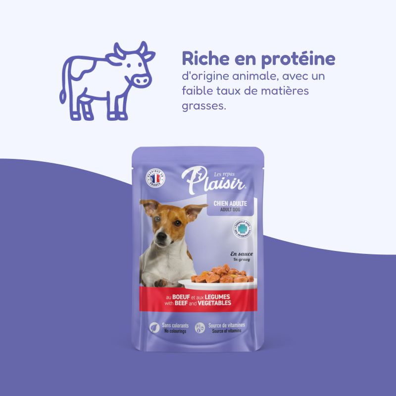 Émincés au bœuf et aux légumes (chien adulte)