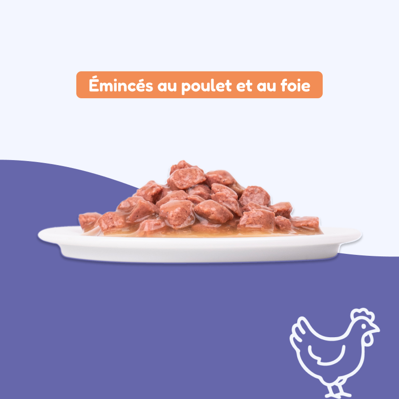Émincés au poulet et au foie (chat stérilisé)