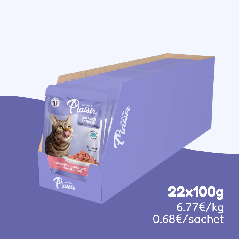 Émincés au saumon et au cabillaud (chat stérilisé)