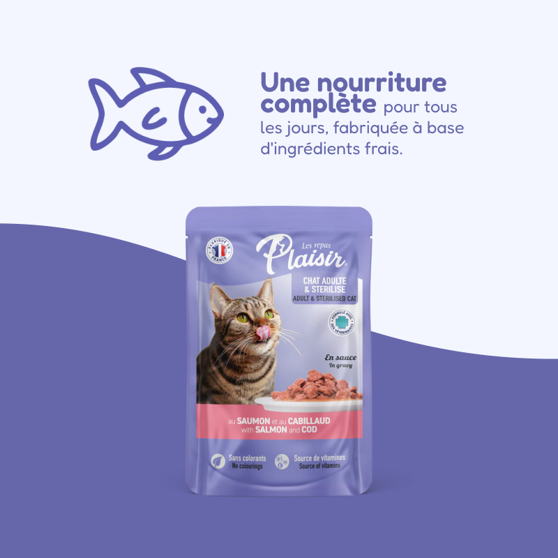 Émincés au saumon et au cabillaud (chat stérilisé)