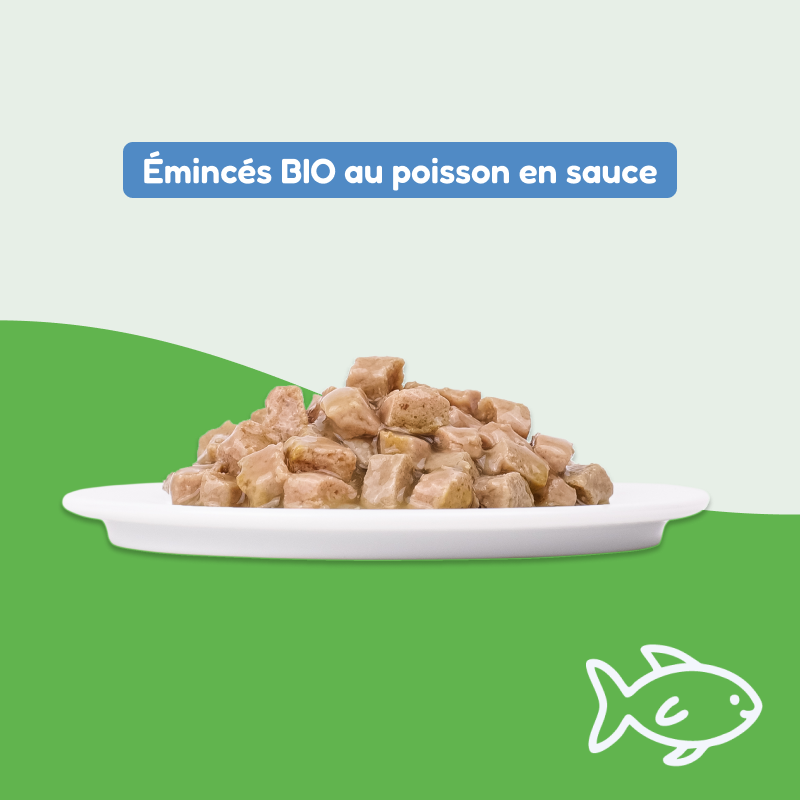 Émincés bio au poisson (chat adulte et stérilisé)