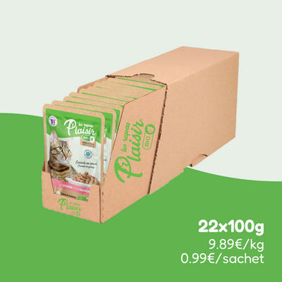 Émincés bio au saumon (chat adulte et stérilisé)