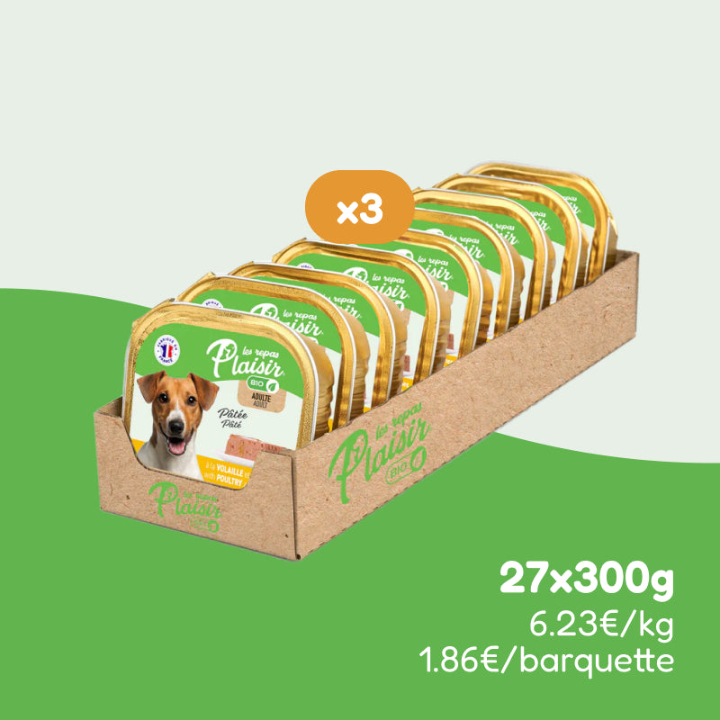 Pâtées bio à la volaille et légumes (chien adulte)