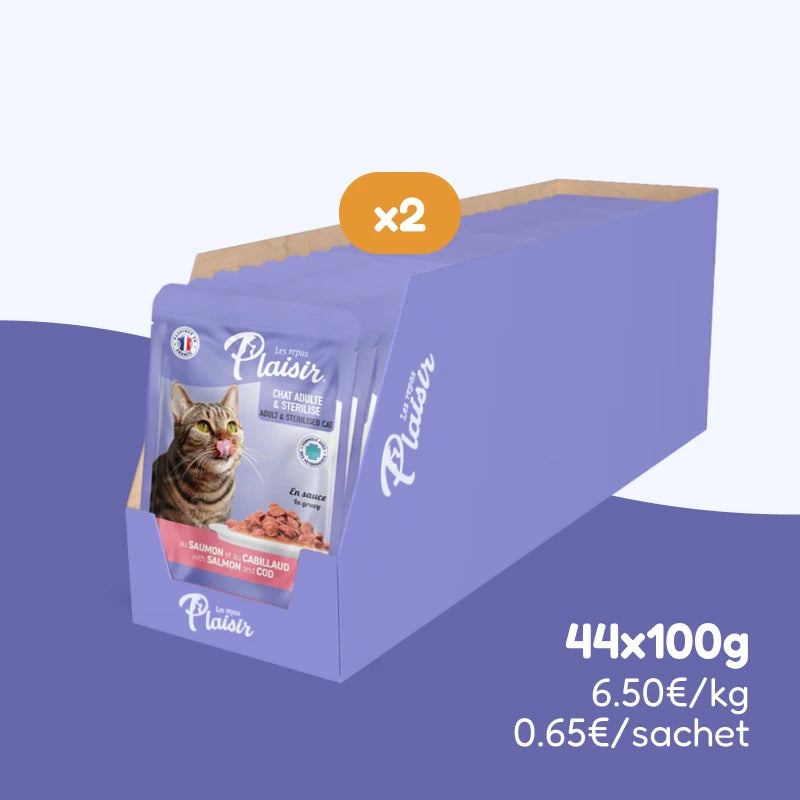 Émincés au saumon et au cabillaud (chat stérilisé)