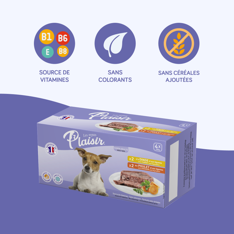 Pack découverte - pâtées dinde et poulet (chien adulte)