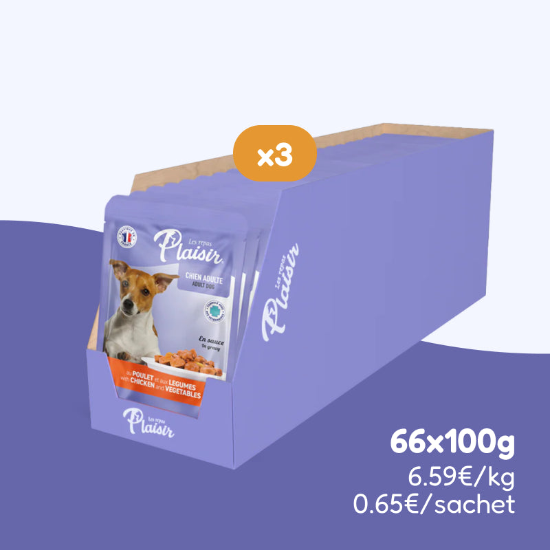 Émincés au poulet et aux légumes (chien adulte)