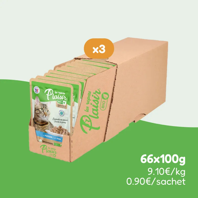 Émincés bio au poisson (chat adulte et stérilisé)