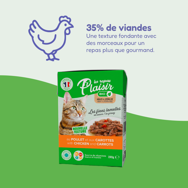 Pack découverte Les fines Lamelles BIO saumon et poulet en sauce (chat adulte et stérilisé)