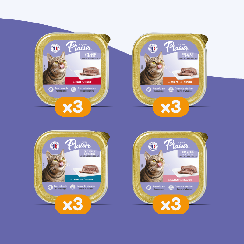 Pack de pâtées multisaveurs (chat stérilisé)