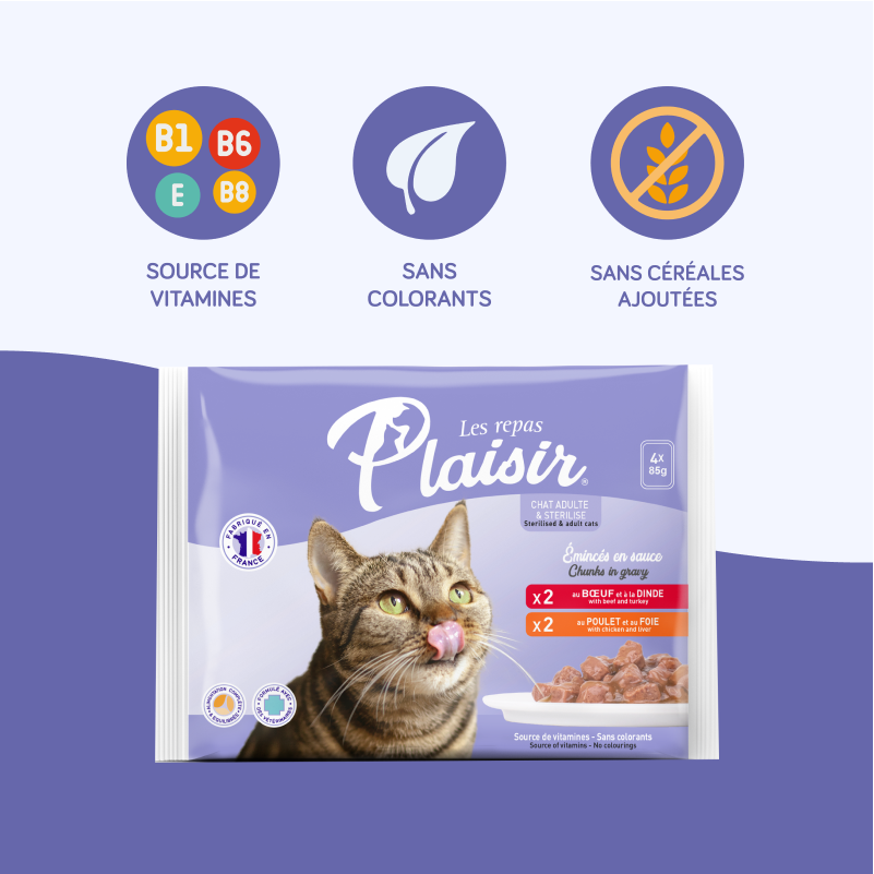 Pack découverte - émincés poulet et bœuf (chat stérilisé)