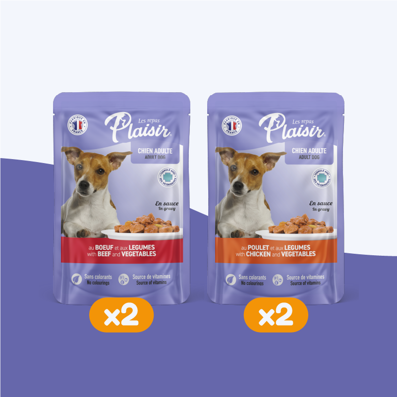 Pack découverte - émincés bœuf et poulet (chien adulte)